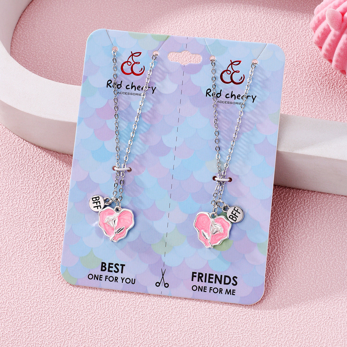 Rose Matching Best Friend Necklaces Gift Set for 2