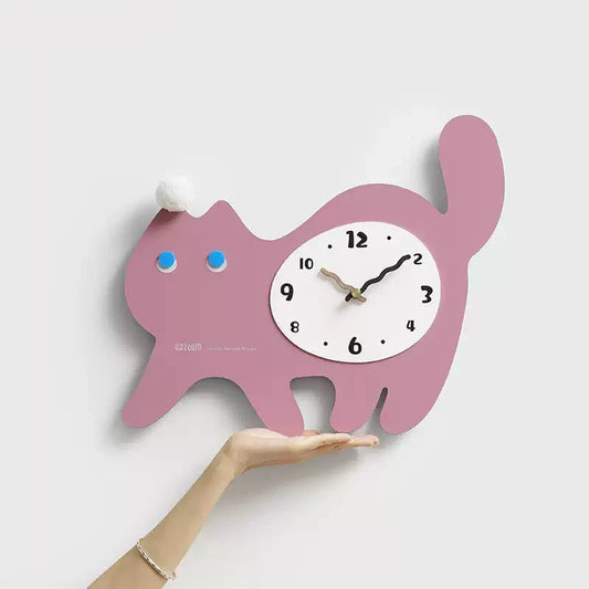 Cute Cat Kids Bedroom Silent Wall Clock