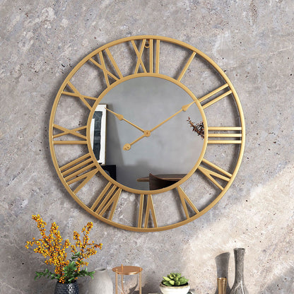 Metal Vintage Large Size Mirror Wall Clock 39cm