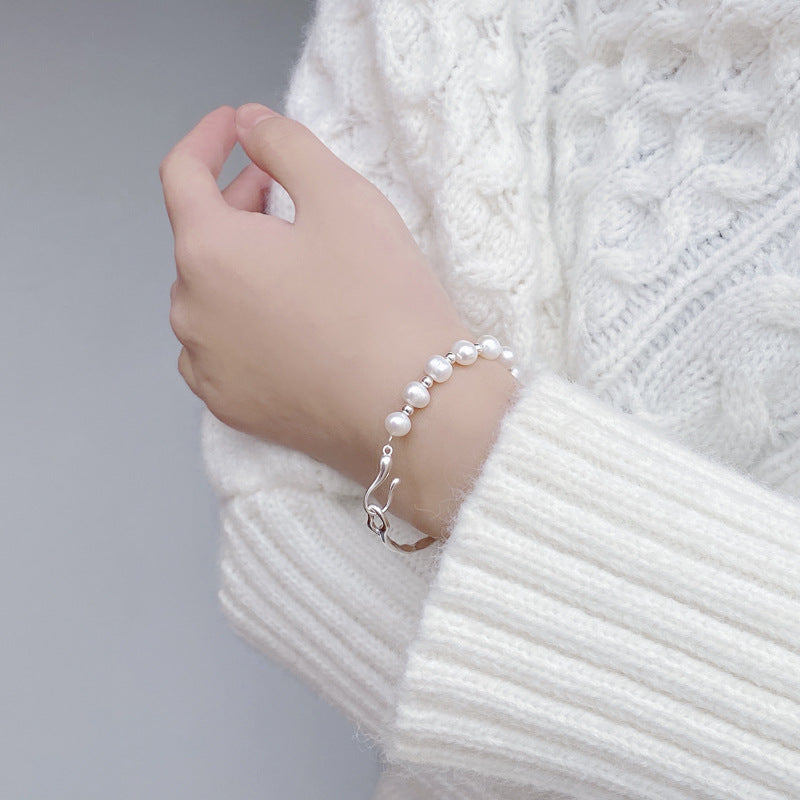 Natural Baroque Pearl Silver Bracelet for Girls