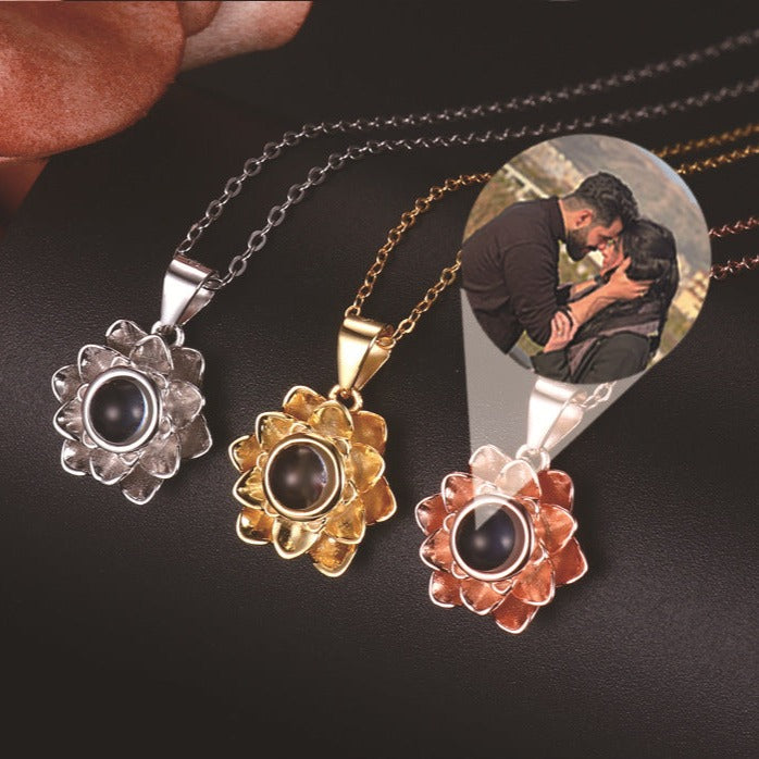 Personalized Photo Projection Flower Pendant