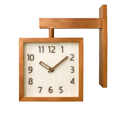 Wall Corner Two Sided Wooden Analogue Wall Clock