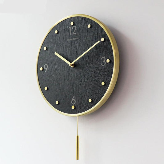 Natural Marble Pendulum Analog Silent Clock