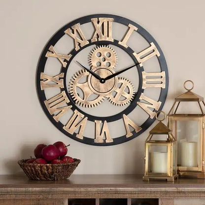 Roman Letters 3D Gears Wall Clock for Livingroom 16 Inches