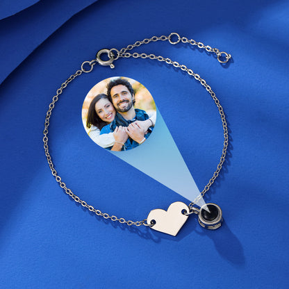 Photo Projection Heart Charm Bracelet for Her