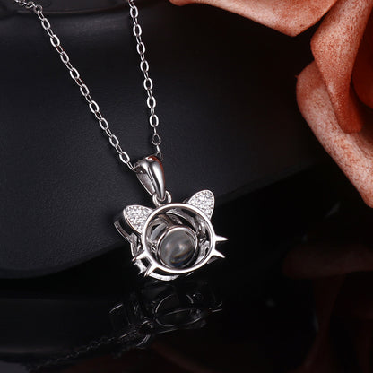 Cute Kitty Photo Projection Necklace