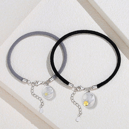Engravable Sun and Moon Bracelets Set for Couples