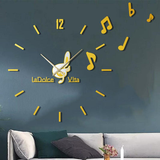 Music Notes 3D Sticker DIY Silent Wall Clock