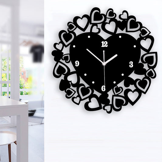 Hearts Acrylic Wall Decorative Silent Clock