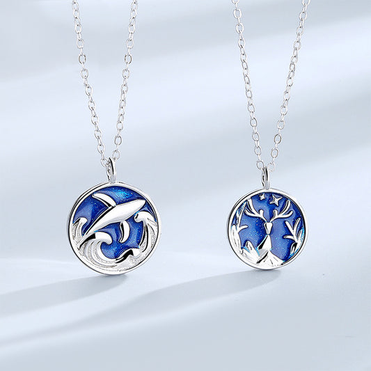 Ocean Forest Romantic Couple Necklaces Set