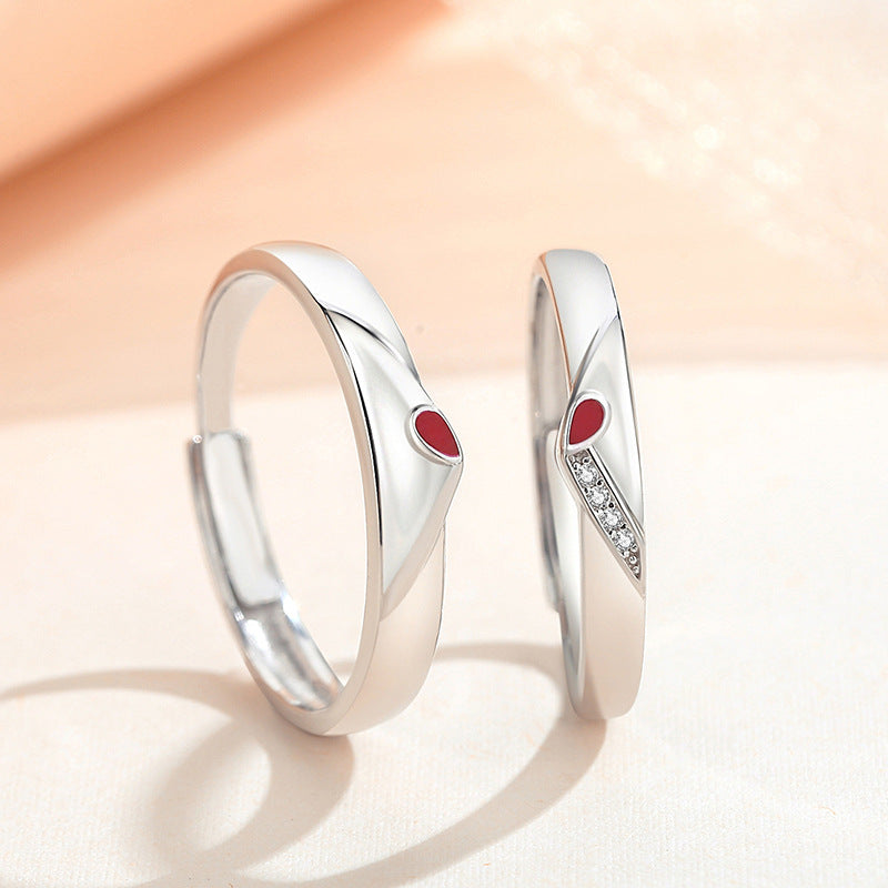 Custom Engraved Romantic Promise Rings Set for Couples