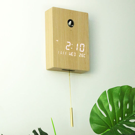Loforay™ Led Digital Pendulum Cuckoo Wooden Clock - 12 Inches