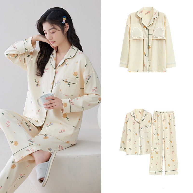 Long Sleeves Floral Pyjamas Set for Women 100% Cotton