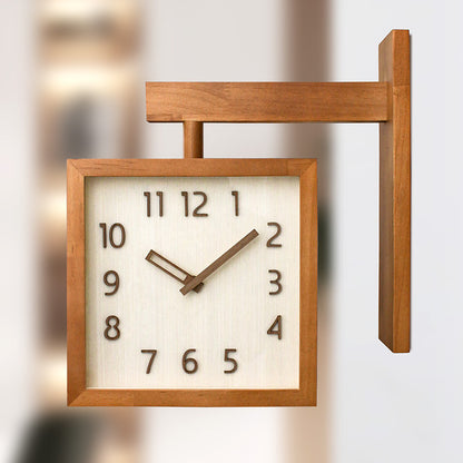 Wall Corner Two Sided Wooden Analogue Wall Clock