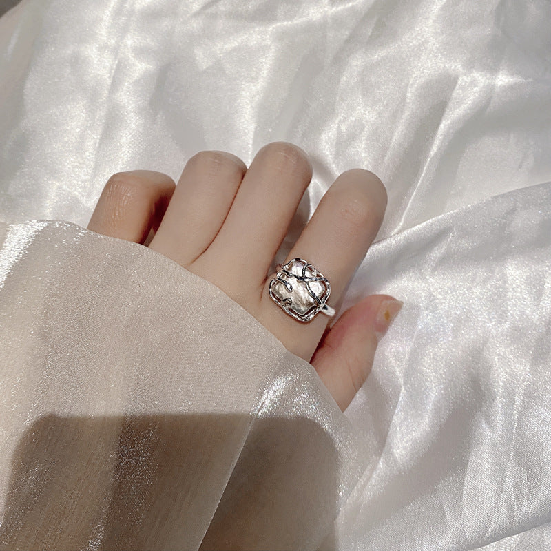 Baroque Pearl Silver Ring for Girls Loforay.com