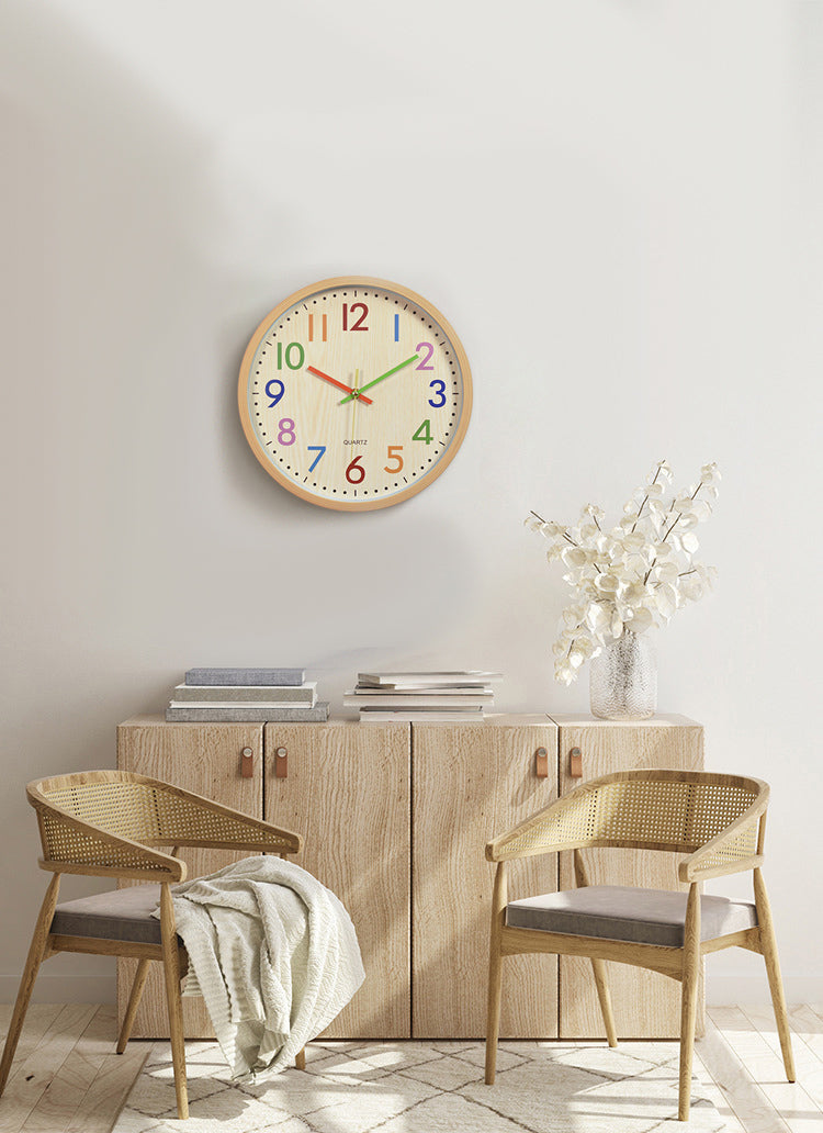 Wood Textured Silent Classroom Clock 12 Inches