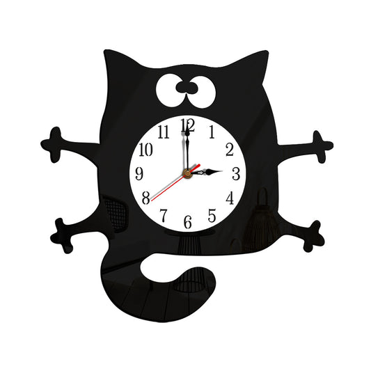 Noiseless Cat Wall Décor Clock for Kids Bedroom