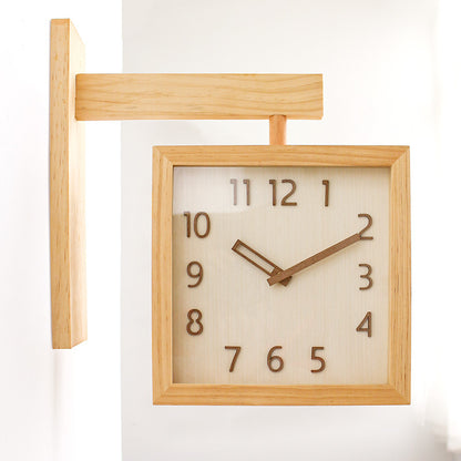 Wall Corner Two Sided Wooden Analogue Wall Clock