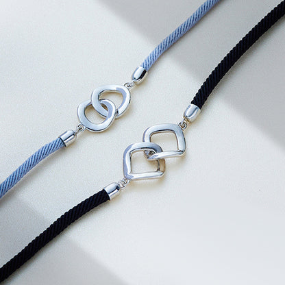 Interlocking Charms Matching Bracelets for Couples