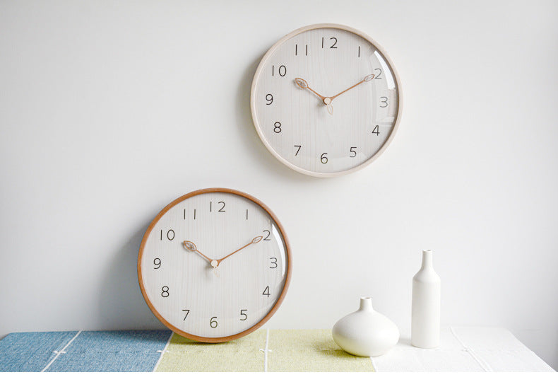 Round Wooden Analogue Wall Clock for Home