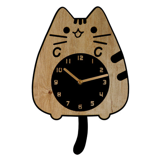 Hanging Tail Cat Silent Pendulum Clock