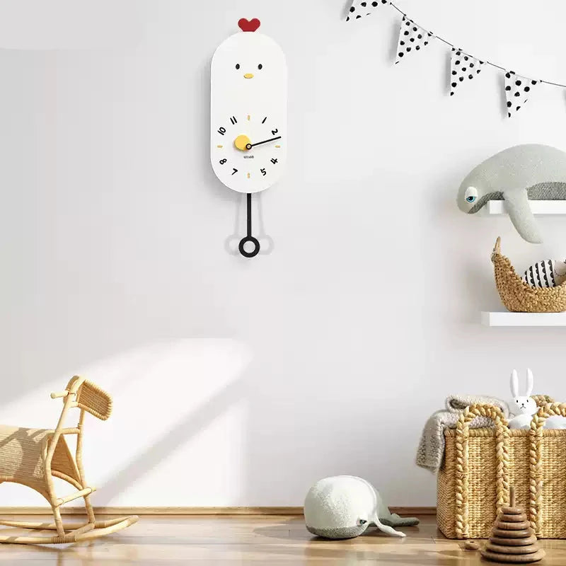 Cute Chicken Kids Bedroom Silent Wall Clock