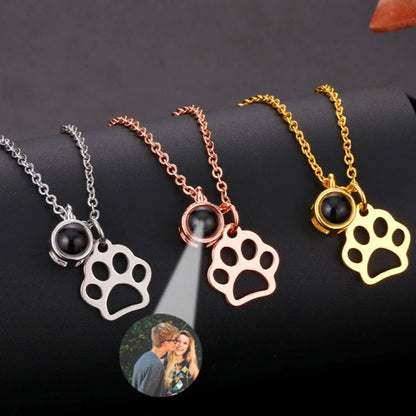 Photo Projection Paw Necklace Pet Memorial Jewelry