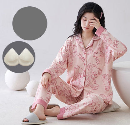 Bear Loungwear and Pajamas Set for Women 100% Cotton