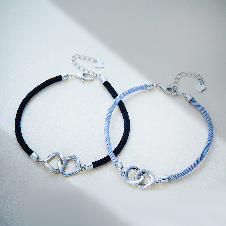 Interlocking Charms Matching Bracelets for Couples