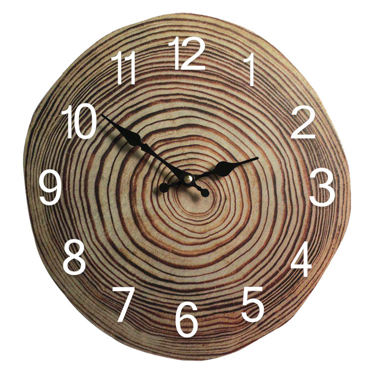 Wood Textured Silent Wall Decoration Clock for Livingroom