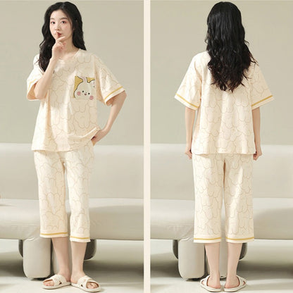 Women Soft Pajamas 2-Piece Set 100% Pure Cotton