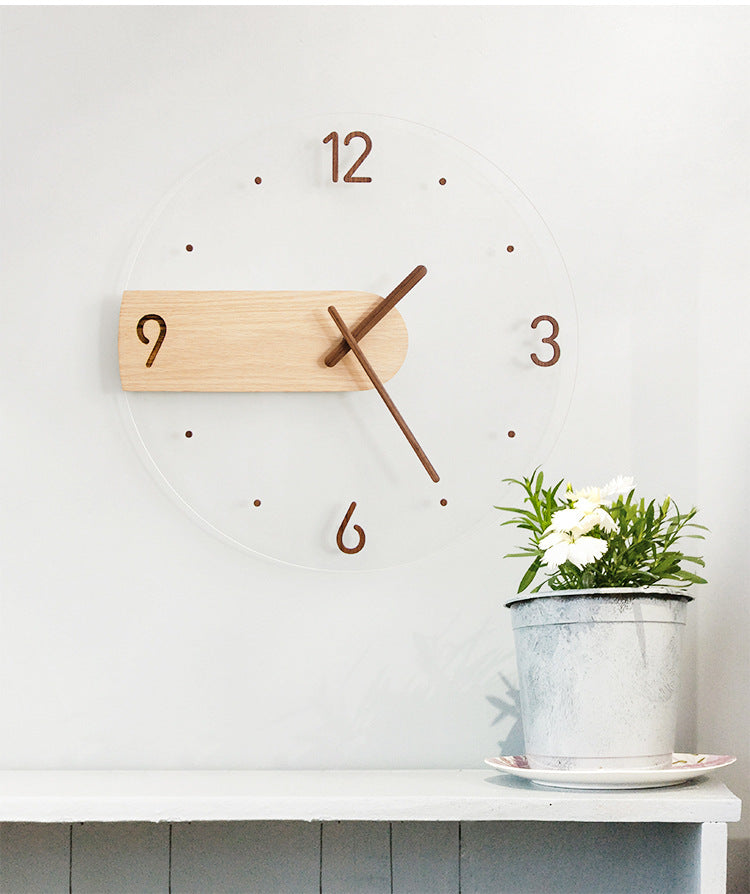 Wooden Acrylic Minimalist Wall Clock 16 Inches