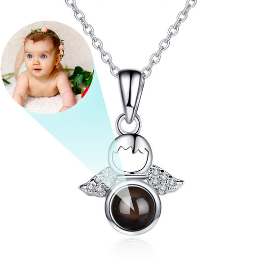 New Born Photo Projection Angel Wings Pendant for Mom