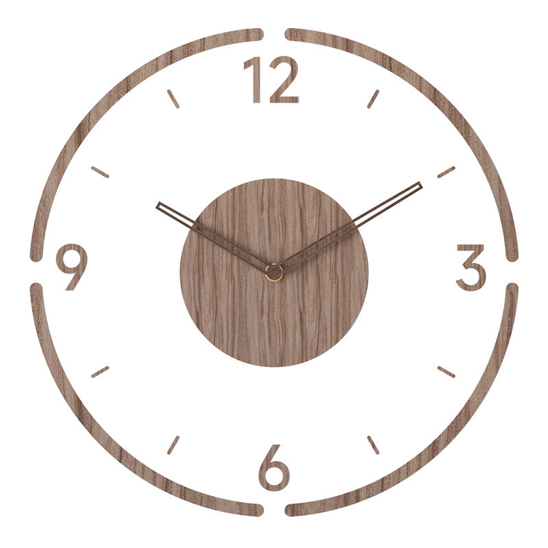 Nordic Solid Wood Silent Wall Clock 14 Inches
