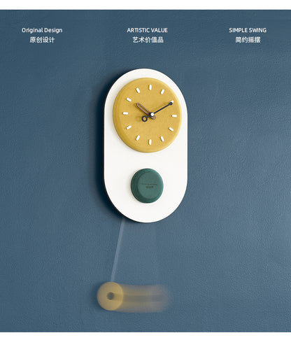 3D Nordic Pendulum Wall Clock for Living Room