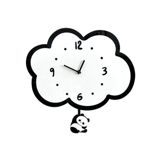 Cute Panda Pendulum Silent Clock for Kids Bedroom