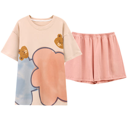 Comfy Summer Bear Pyjamas Set for Women 100% Cotton