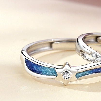 Personalized Moonstone Promise Rings Set for Couples