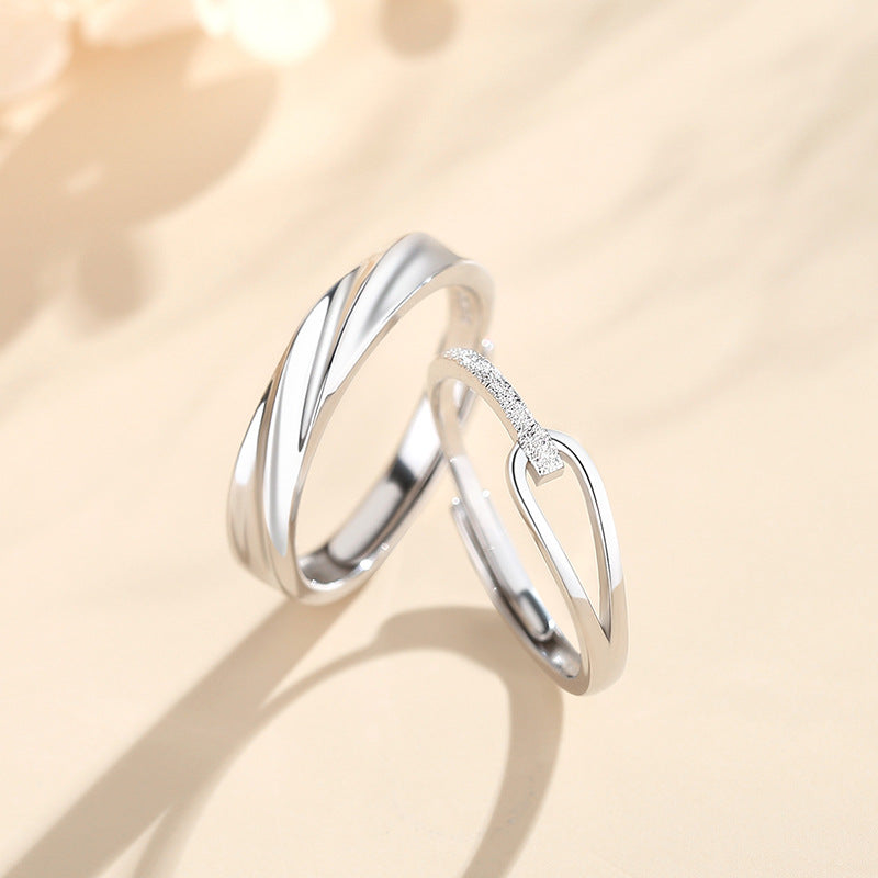 Custom Engraved Promise Rings Set for two Sterling Silver