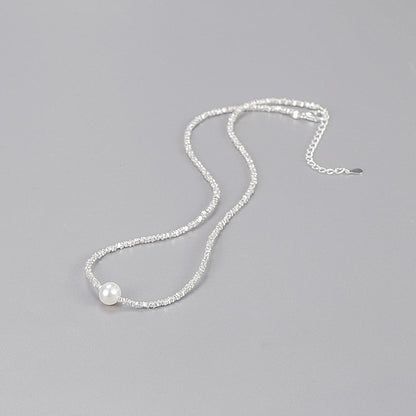 Natural Pearl Sterling Silver Necklace Loforay.com