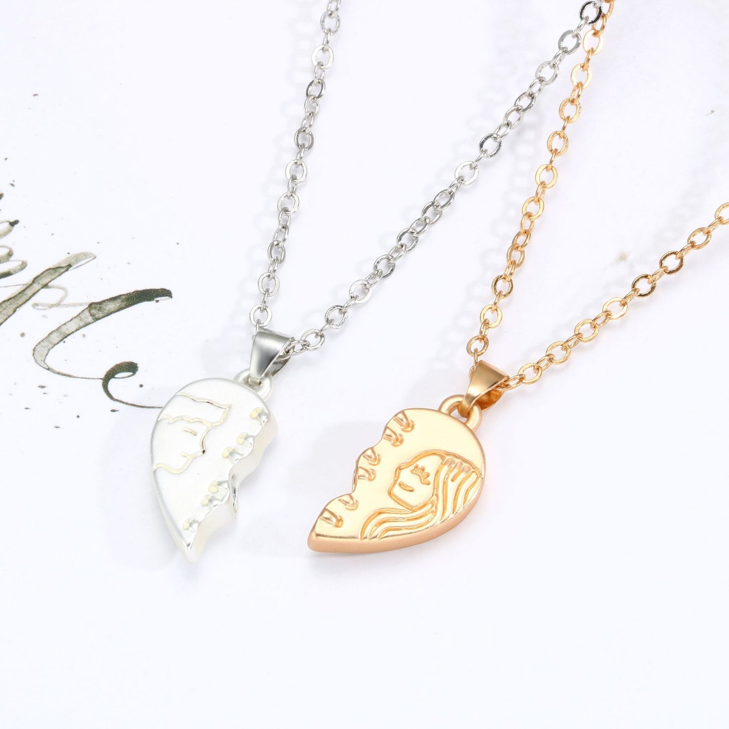 Engraved Magnetic Couples Necklaces Gift Set