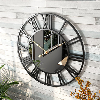 Metal Vintage Large Size Mirror Wall Clock 39cm