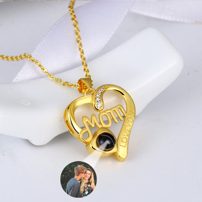 Photo Projection Heart Necklace for Mom