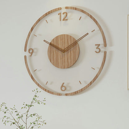 Nordic Solid Wood Silent Wall Clock 14 Inches