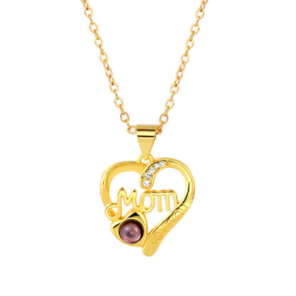 Photo Projection Heart Necklace for Mom