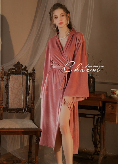 Bridal Wedding Velvet Nightgown and Bathrobe