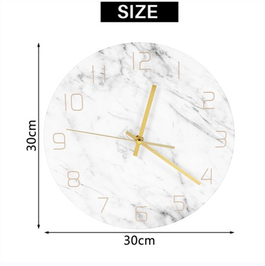 Marble Bedroom Wall Decoration Clock Gift 12 Inches Acrylic