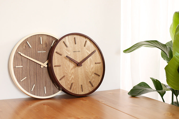Minimalistic Silent Wooden Wall Clock 12 Inches