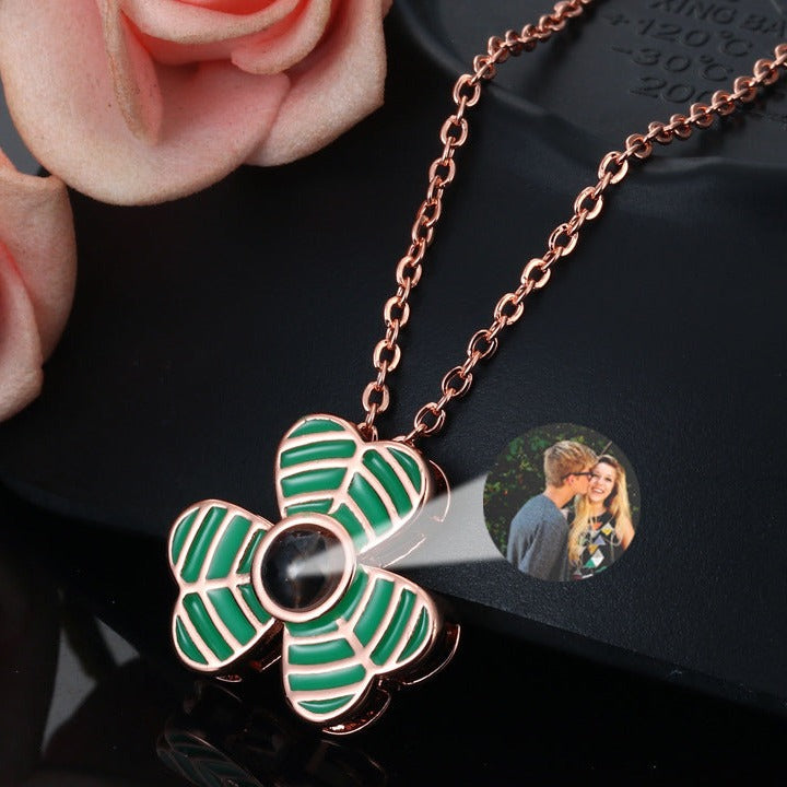 Photo Projection Clover Necklace