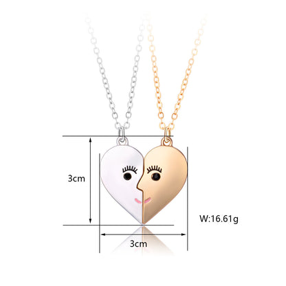 Engraved Half Hearts Best Friend Necklaces Gift Set for 2